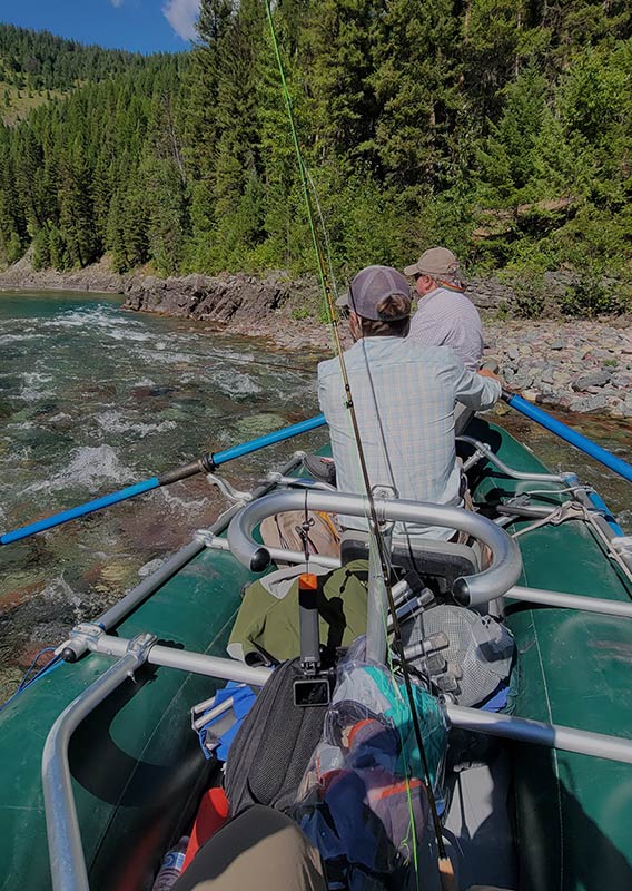 A view from the back of a fishing tour boat.