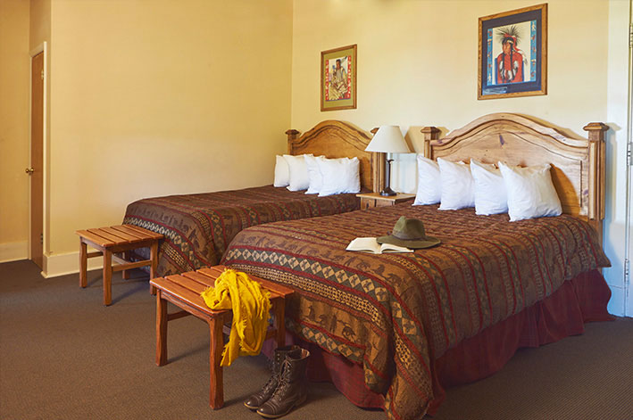 Main Lodge room at Glacier Park Lodge with two double beds